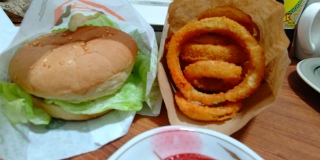 Burger and Onion Rings